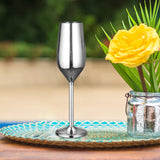 Maxbell Champagne Flute Glasses Stemware Desktop Drinking Vintage Style Argent