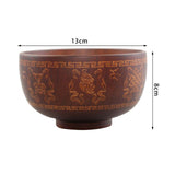 Maxbell Chinese Style Wooden Bowl 13cm Salad Bowl Handcrafted Unique Pattern Durable Style B
