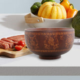 Maxbell Chinese Style Wooden Bowl 13cm Salad Bowl Handcrafted Unique Pattern Durable Style B