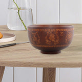 Maxbell Chinese Style Wooden Bowl 13cm Salad Bowl Handcrafted Unique Pattern Durable Style B