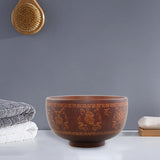 Maxbell Chinese Style Wooden Bowl 13cm Salad Bowl Handcrafted Unique Pattern Durable Style B