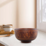 Maxbell Chinese Style Wooden Bowl 13cm Salad Bowl Handcrafted Unique Pattern Durable Style B