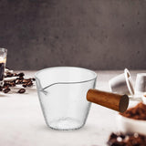 Maxbell Espresso Glass Mini Heat Resistant with Wood Handle for tea Barista Style B