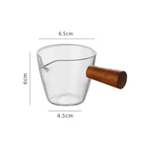 Maxbell Espresso Glass Mini Heat Resistant with Wood Handle for tea Barista Style B