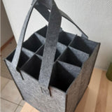 Maxbell felt Bottle Carrier with Compartment reusable for Gift Birthday Wedding light gray and nine