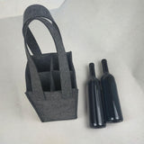 Maxbell felt Bottle Carrier with Compartment reusable for Gift Birthday Wedding dark gray and four