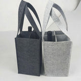 Maxbell felt Bottle Carrier with Compartment reusable for Gift Birthday Wedding dark gray and four