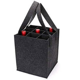 Maxbell felt Bottle Carrier with Compartment reusable for Gift Birthday Wedding dark gray and nine
