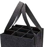 Maxbell felt Bottle Carrier with Compartment reusable for Gift Birthday Wedding dark gray and nine