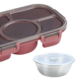 Maxbell Portable Lunch Box Bento Box Multifunctional for Hiking Camping Red With Bowl
