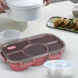 Maxbell Portable Lunch Box Bento Box Multifunctional for Hiking Camping Red With Bowl
