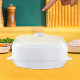 Maxbell Microwave Food Steamer Stackable Food Container for Vegetables Kitchen Fish white single layer