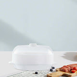 Maxbell Microwave Food Steamer Stackable Food Container for Vegetables Kitchen Fish white single layer