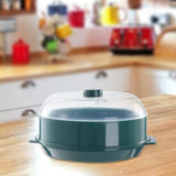 Maxbell Microwave Food Steamer Stackable Food Container for Vegetables Kitchen Fish Green single layer