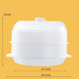 Maxbell Microwave Food Steamer Stackable Food Container for Vegetables Kitchen Fish white double layer