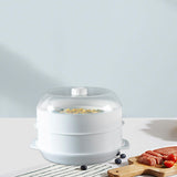 Maxbell Microwave Food Steamer Stackable Food Container for Vegetables Kitchen Fish white double layer