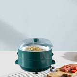 Maxbell Microwave Food Steamer Stackable Food Container for Vegetables Kitchen Fish Green double layer