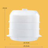 Maxbell Microwave Food Steamer Stackable Food Container for Vegetables Kitchen Fish white  three  layer