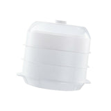 Maxbell Microwave Food Steamer Stackable Food Container for Vegetables Kitchen Fish white  three  layer