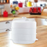 Maxbell Microwave Food Steamer Stackable Food Container for Vegetables Kitchen Fish white  three  layer