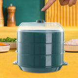 Maxbell Microwave Food Steamer Stackable Food Container for Vegetables Kitchen Fish Green  three layer