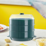 Maxbell Microwave Food Steamer Stackable Food Container for Vegetables Kitchen Fish Green  three layer