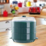 Maxbell Microwave Food Steamer Stackable Food Container for Vegetables Kitchen Fish Green  three layer