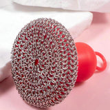 Maxbell Durable Cast Iron Scrubber Cleaner Stainless Metal Mesh Scrubber for Pots
