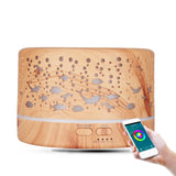 Maxbell Mini Air Humidifier Electric Humidifiers with Night Light for Desktop Home Wood Color