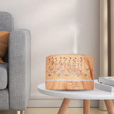 Maxbell Mini Air Humidifier Electric Humidifiers with Night Light for Desktop Home Wood Color