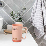 Maxbell Bathroom Tumbler Cup Toothbrush Cup Mug with Handles for Adults Friends Pink