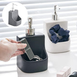 Maxbell 390ml/13oz Hand Soap Dispenser Holder with Pump for Bedroom Hotel Mouthwash Gray