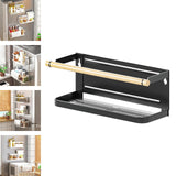 Maxbell Storage Rack No Drilling Multifunctional for Living Room Restroom Dormitory Black Wood Guardrail