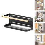 Maxbell Storage Rack No Drilling Multifunctional for Living Room Restroom Dormitory Black Wood Guardrail