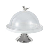 Maxbell Dessert Cupcake Display Tray with Dome Serving Platter for Events Birthday Argent L