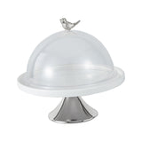 Maxbell Dessert Cupcake Display Tray with Dome Serving Platter for Events Birthday Argent L