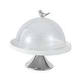 Maxbell Dessert Cupcake Display Tray with Dome Serving Platter for Events Birthday Argent L
