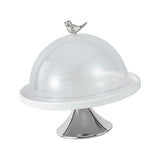 Maxbell Dessert Cupcake Display Tray with Dome Serving Platter for Events Birthday Argent L