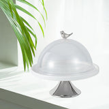 Maxbell Dessert Cupcake Display Tray with Dome Serving Platter for Events Birthday Argent L