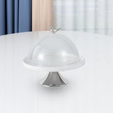 Maxbell Dessert Cupcake Display Tray with Dome Serving Platter for Events Birthday Argent L