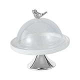 Maxbell Dessert Cupcake Display Tray with Dome Serving Platter for Events Birthday Argent S