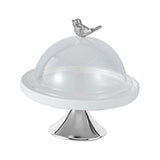 Maxbell Dessert Cupcake Display Tray with Dome Serving Platter for Events Birthday Argent S