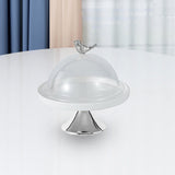 Maxbell Dessert Cupcake Display Tray with Dome Serving Platter for Events Birthday Argent S