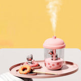 Maxbell Mini Air Humidifier Koala Bubble Tea Shaped Personal Humidifiers for Home Pink