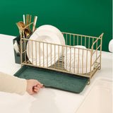 Maxbell Dish Drying Rack Dish Drainer Organizer Rack for Dining Room Restaurant Aureate Narrow