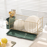 Maxbell Dish Drying Rack Dish Drainer Organizer Rack for Dining Room Restaurant Aureate Narrow