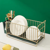Maxbell Dish Drying Rack Dish Drainer Organizer Rack for Dining Room Restaurant Aureate Narrow