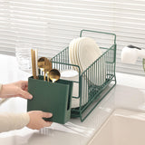 Maxbell Dish Drying Rack Dish Drainer Organizer Rack for Dining Room Restaurant Green Narrow