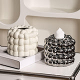 Maxbell Napkin Holder Organizer Ceramic Tissue Box Holder Chic for Living Room Decor white