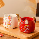 Maxbell Rabbit Shape Coffee Cups Milk Yogurt Office Porcelain Mugs 450ml Red